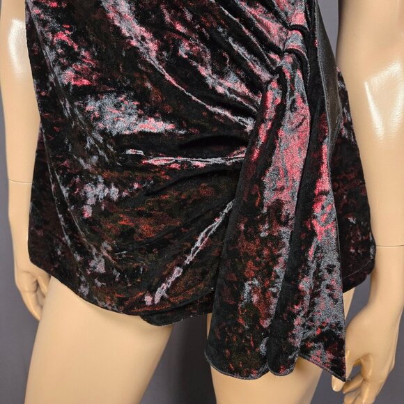 Y2K deadstock Crushed Velvet Sleeveless top Size S Black Red Whimsigoth Fairy - Picture 2 of 8